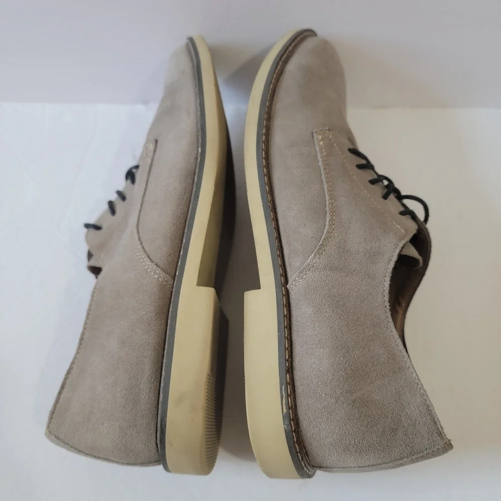 BANANA REPUBLIC Suede Oxford Men's Sz 12 Gray Lace-Up Business Casual Minimalist